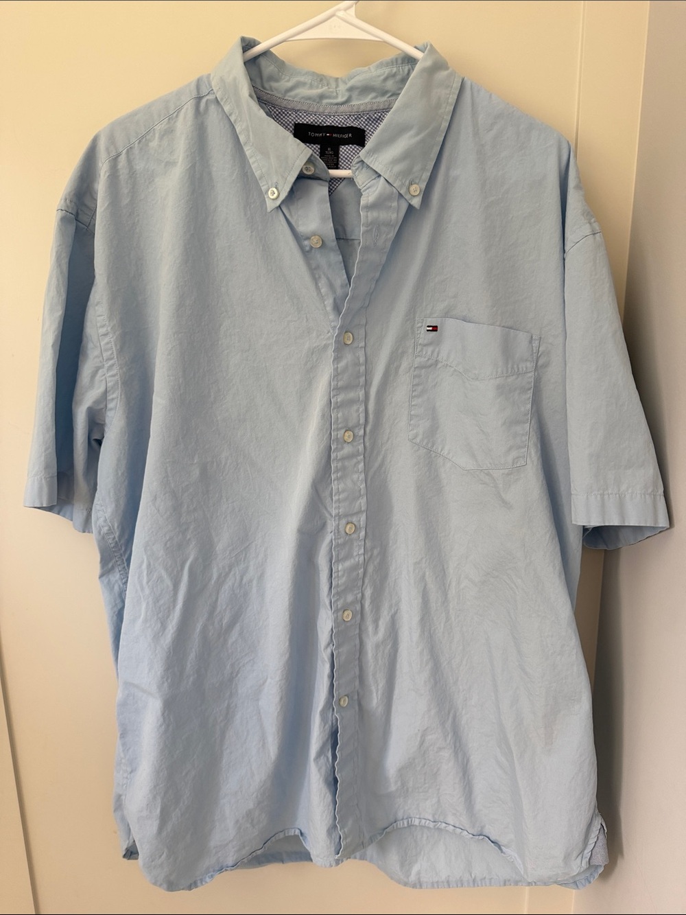 Tommy Hilfiger Sky Blue Short-Sleeve Button-Down Shirt